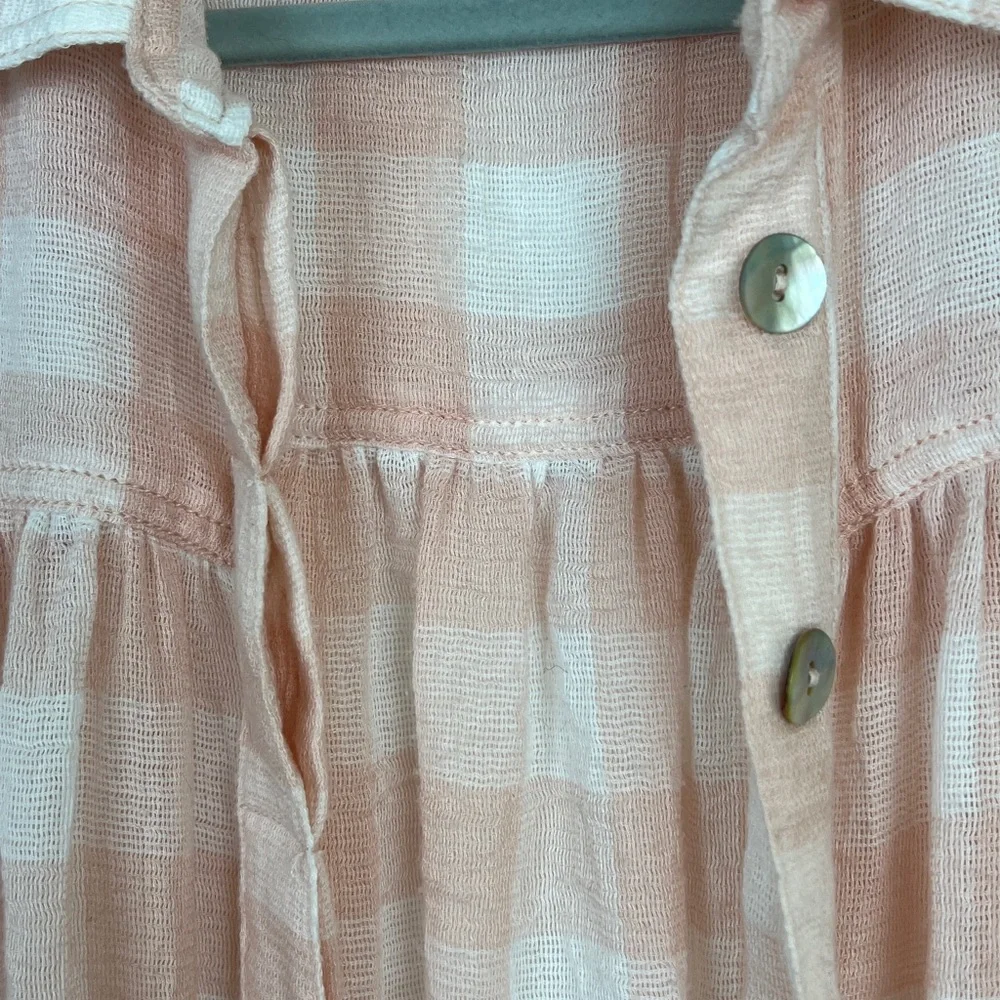 Free People Hey There Sunrise sleeveless button up blouse pinks S - Picture 12 of 14